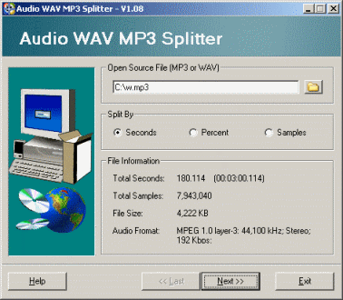  Audio WAV MP3 Splitter 